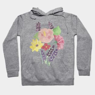 watercolour pink flowers watercolor purple flowers pink and purple flowers Hoodie